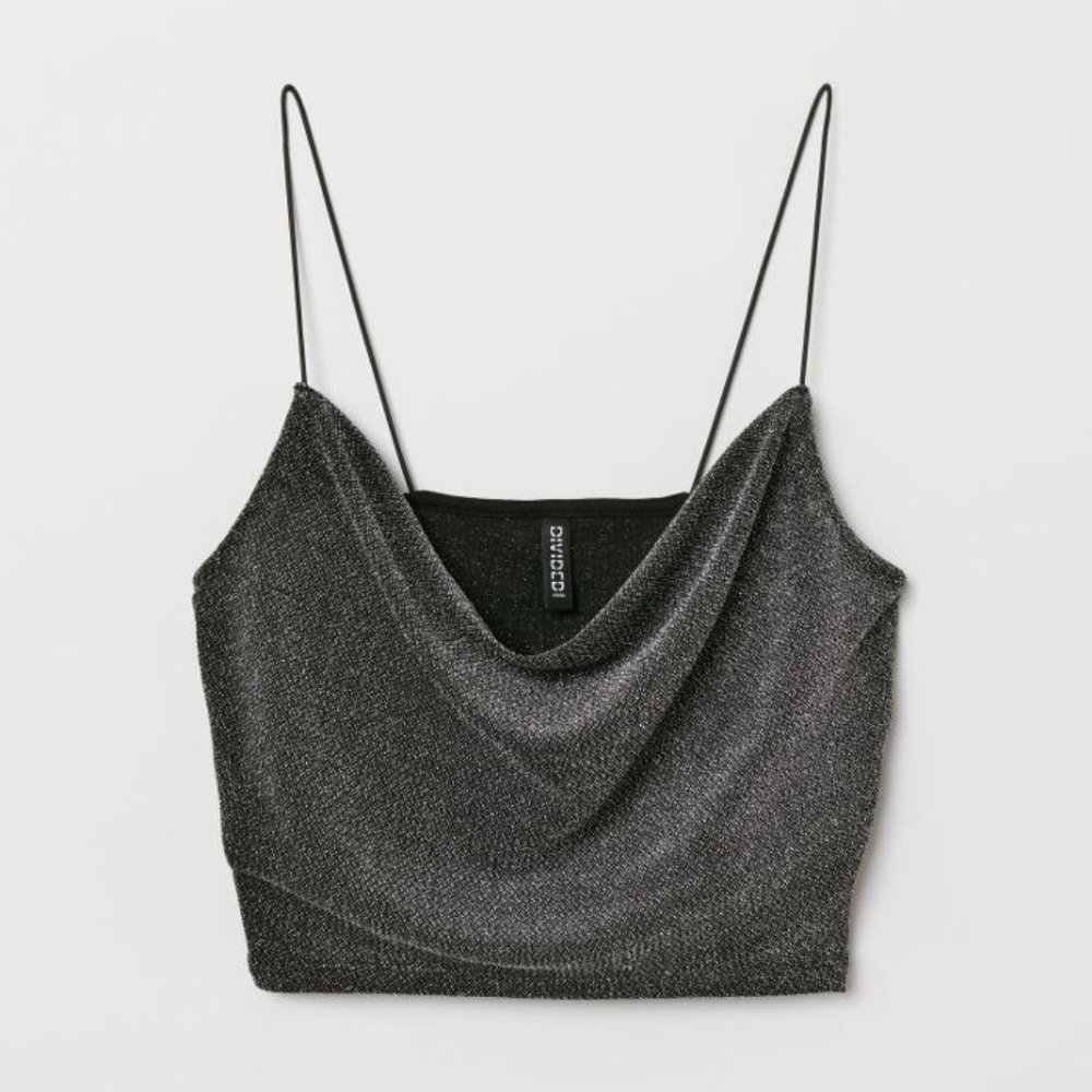 SPARKLY CROP TOP • Cow Neck Spaghetti Strap Crop